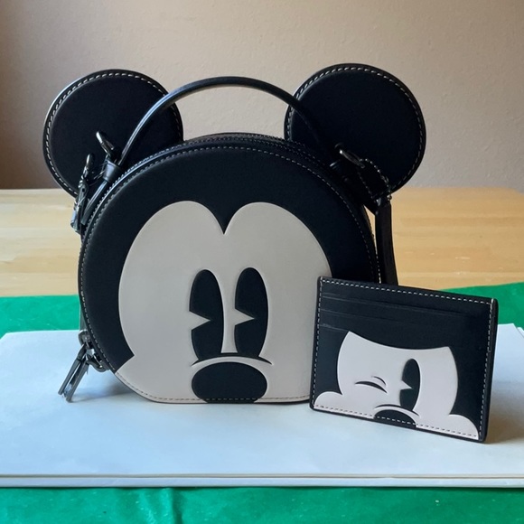 🐭 DISNEY X COACH MICKEY MOUSE EAR BAG & CARD CASE 🐭 NWT 🐭 - Picture 12 of 16